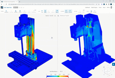 Animated image showing the new results comparison post-processing feature for two different product design iterations, same camera angle