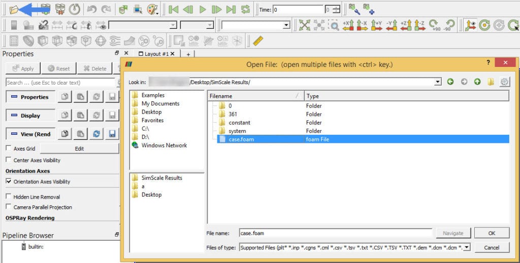 opening a result set from simscale on paraview