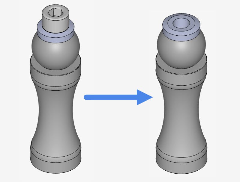 Screw replaced by virtual screw bolt connector