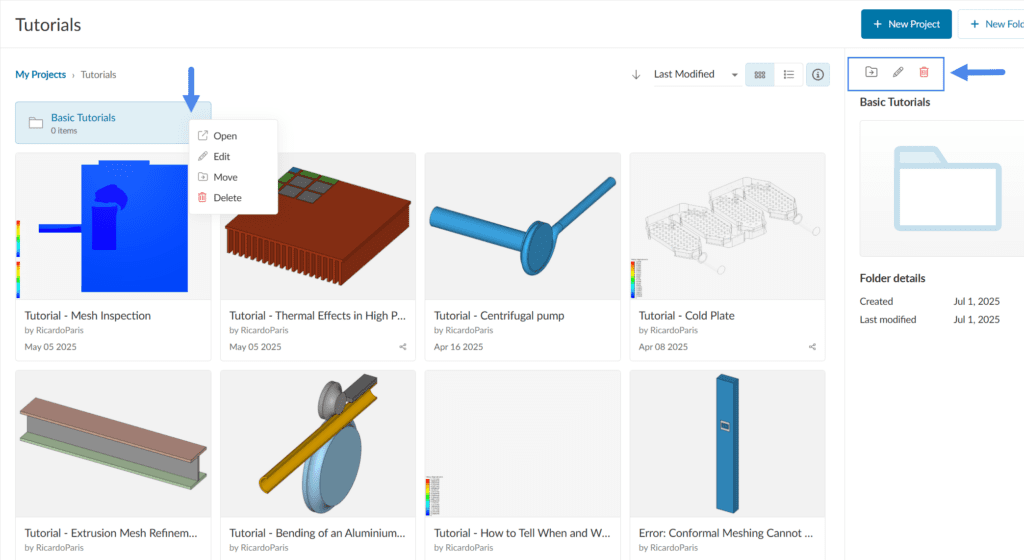 editing folders dashboard