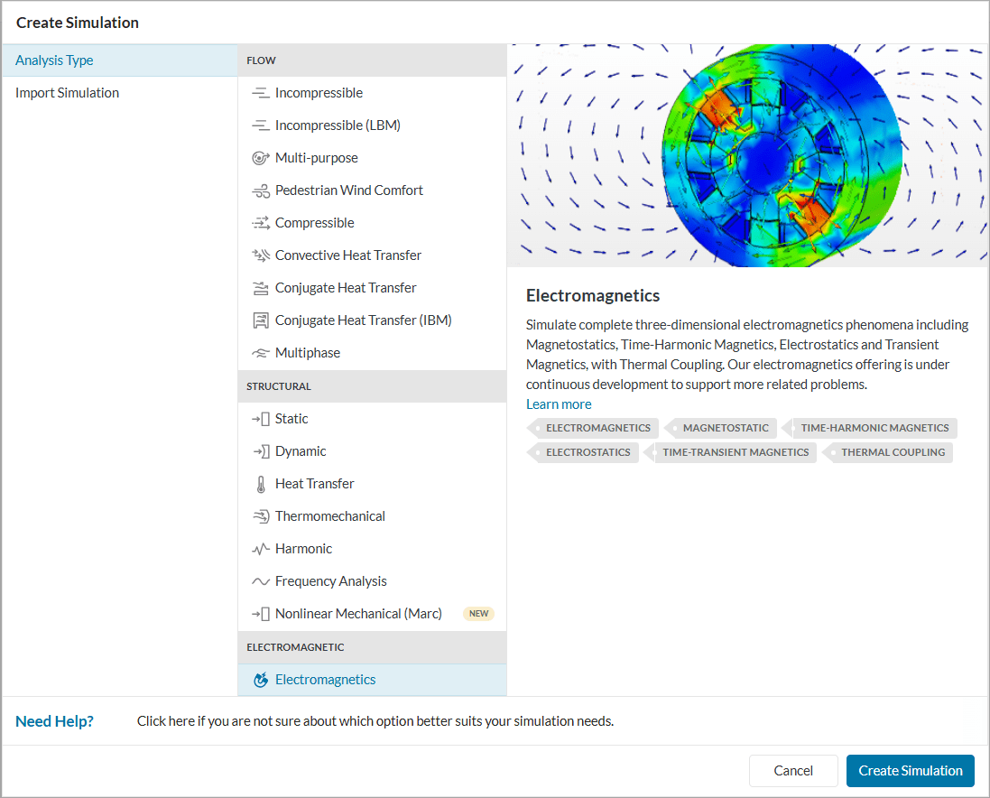 Electromagnetics solver in SimScale