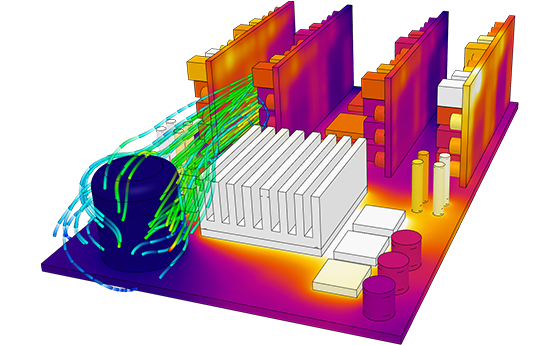 Forced convection cooling simulation of an electronics enclosure