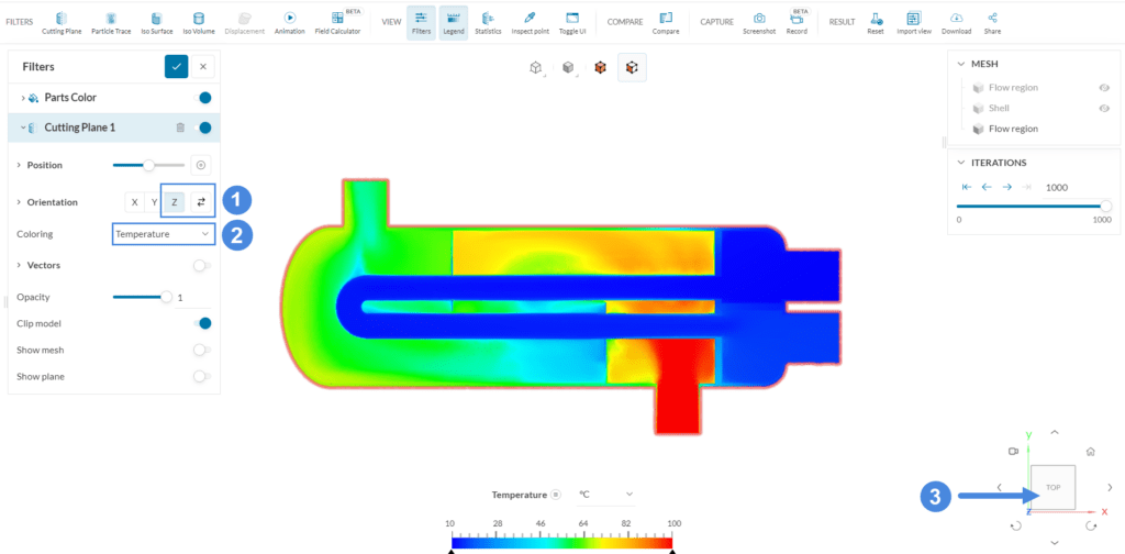 u_tube_tutorial_cutting_plane_temperature u-tube heat exchanger